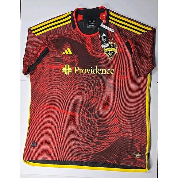 Adidas Red 23-24 Seattle Sounders Providence Slim Fit Bruce Lee Jersey Mens XXL - Picture 1 of 15